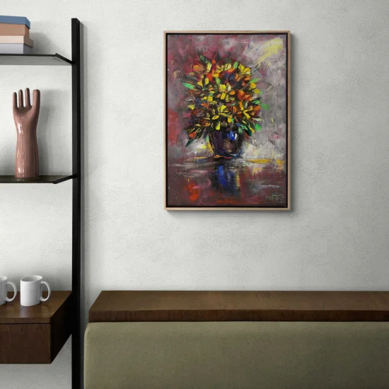 Vazoda Kasımpatılar Yağlı Boya Tablosu