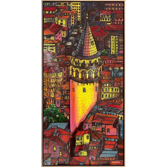 Red Galata Street Oil Painting
