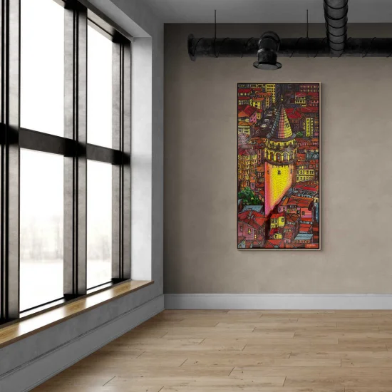 Red Galata Street Oil Painting