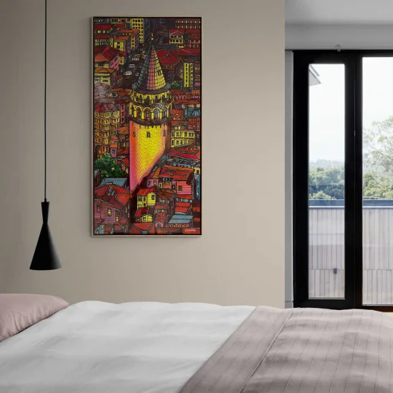 Red Galata Street Oil Painting