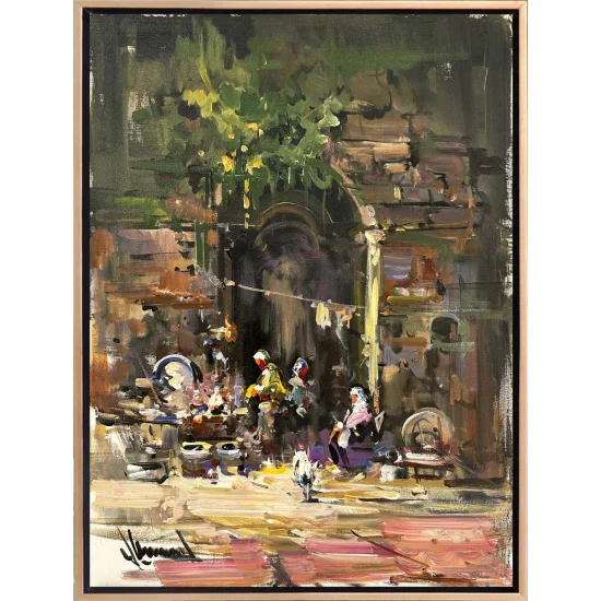 Evening Preparations In Font Of The Door Oil Painting