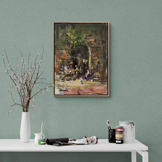 Evening Preparations In Font Of The Door Oil Painting