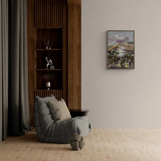 Village Bazaar Oil Painting