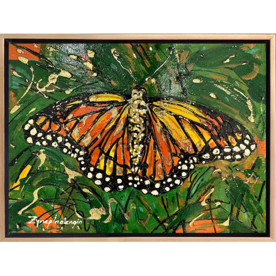 Turuncu Kelebek Yağlı Boya Tablosu