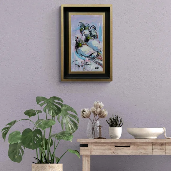 Güvercinlerin İncelikleri Yağlı Boya Tablosu