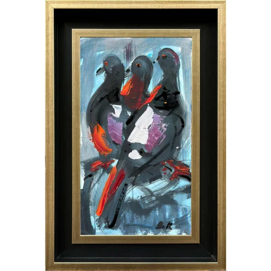 Pigeons Waiting Oil Painting