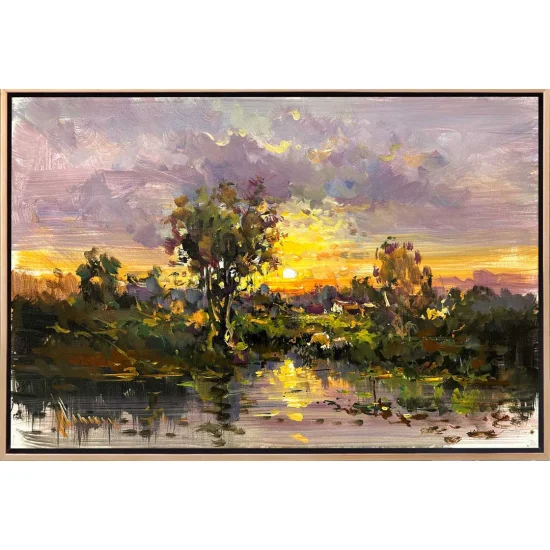 Ormanın Gün Sonu Yansımaları Yağlı Boya Tablosu