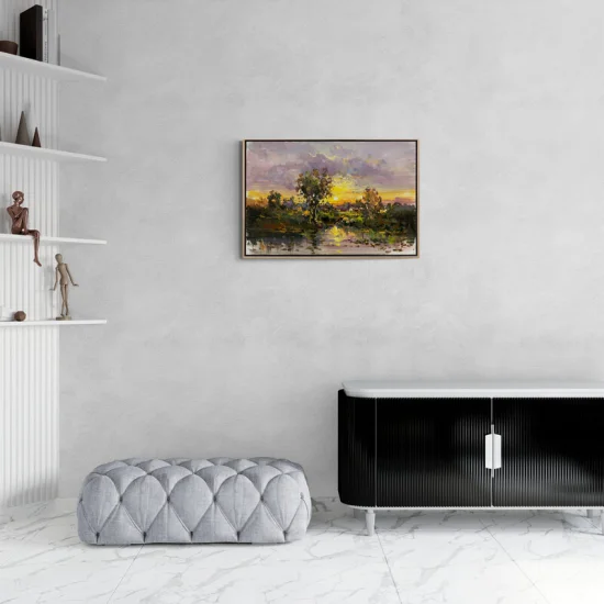 Ormanın Gün Sonu Yansımaları Yağlı Boya Tablosu