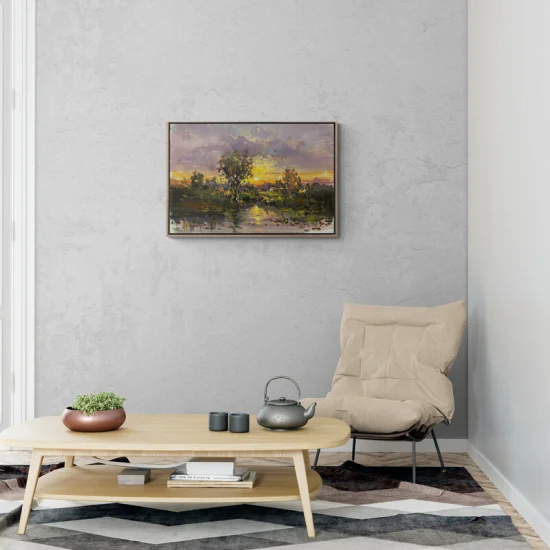 Ormanın Gün Sonu Yansımaları Yağlı Boya Tablosu