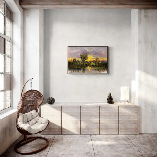 Ormanın Gün Sonu Yansımaları Yağlı Boya Tablosu