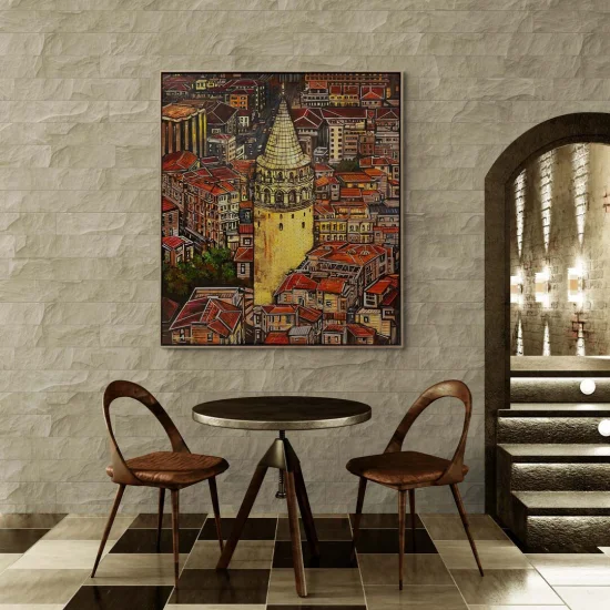 Semt Galata Yağlı Boya Tablosu