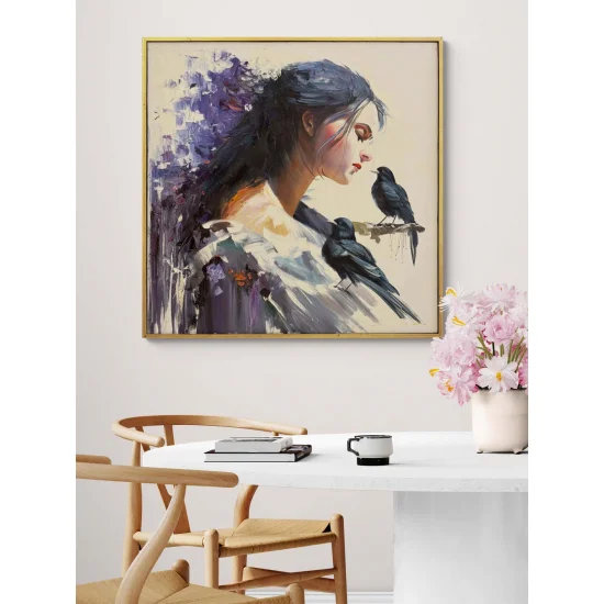 Tınıların İçindeki Kadın Yağlı Boya Tablosu