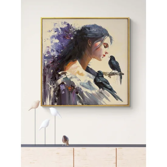 Tınıların İçindeki Kadın Yağlı Boya Tablosu