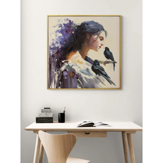 Tınıların İçindeki Kadın Yağlı Boya Tablosu