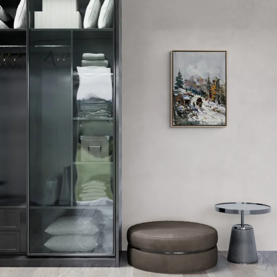 Snowy Village Oil Painting