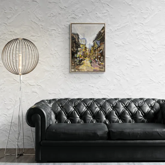 Monday Morning in Village Town Oil Painting