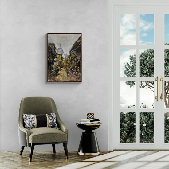 Monday Morning in Village Town Oil Painting