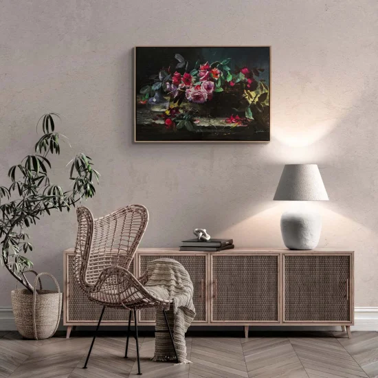 Pembe Gül Sessizliği Yağlı Boya Tablosu