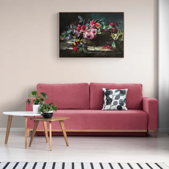 Pembe Gül Sessizliği Yağlı Boya Tablosu