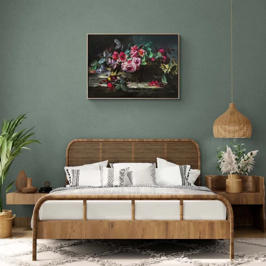 Pembe Gül Sessizliği Yağlı Boya Tablosu