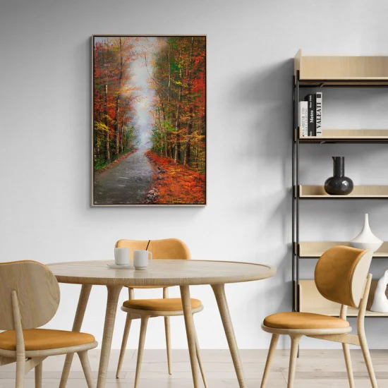 Silent Forest Road Oil Painting