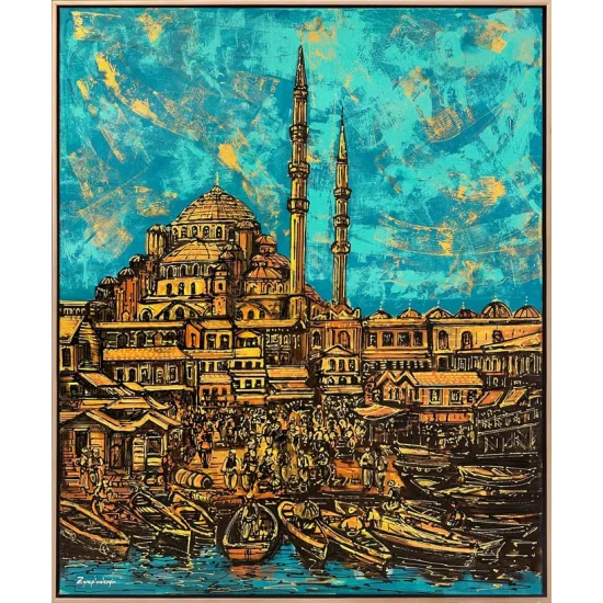 Denizin Kenarındaki Cami Yağlı Boya Tablosu