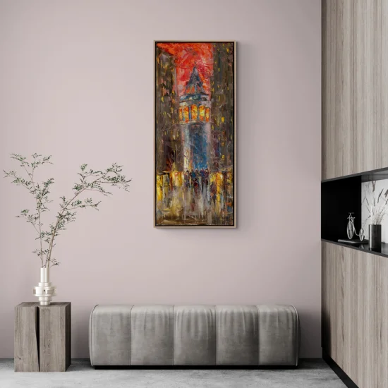 Galatanın Gece Işıkları Yağlı Boya Tablosu