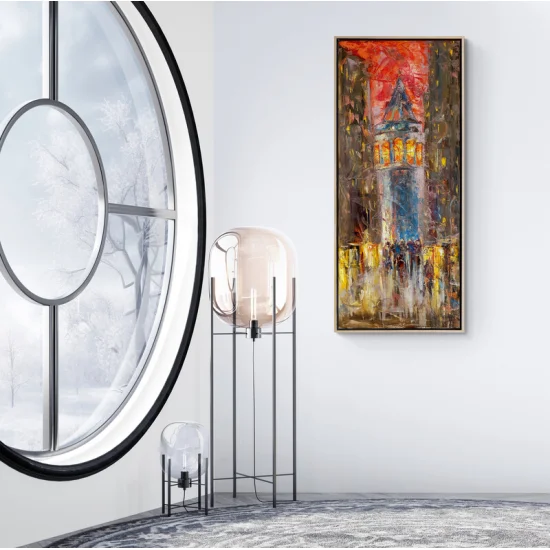 Galatanın Gece Işıkları Yağlı Boya Tablosu