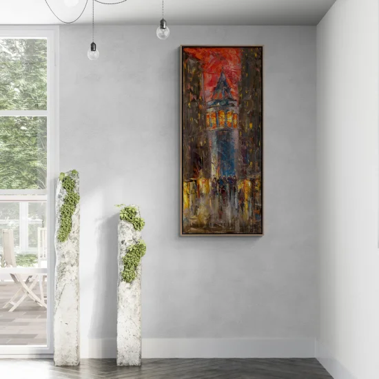 Galatanın Gece Işıkları Yağlı Boya Tablosu