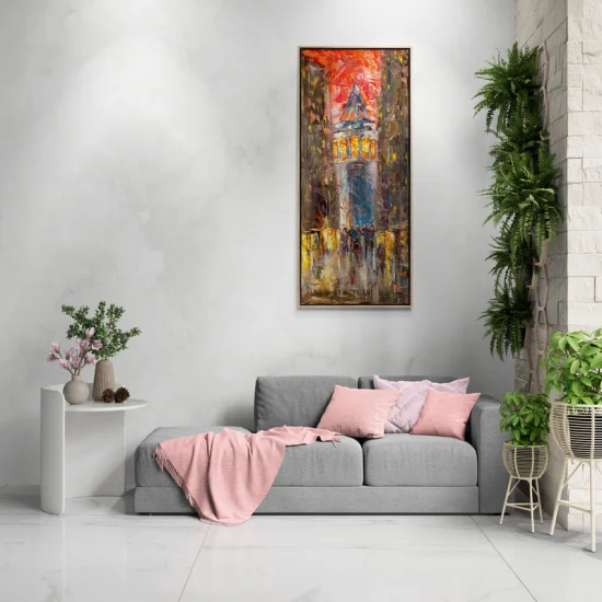 Galatanın Gece Işıkları Yağlı Boya Tablosu