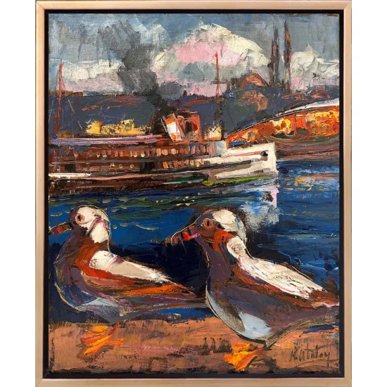 Passing of The Ship Through The Gaze of Birds Oil Painting