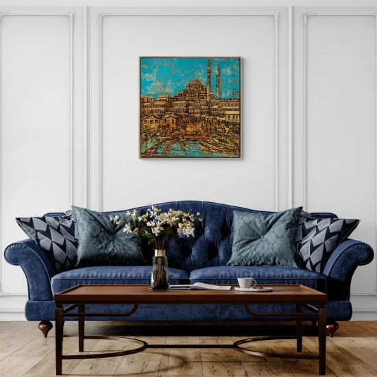 Yeni Cami Önündeki Eski Balıkçılar Yağlı Boya Tablosu