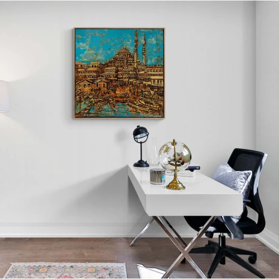 Yeni Cami Önündeki Eski Balıkçılar Yağlı Boya Tablosu