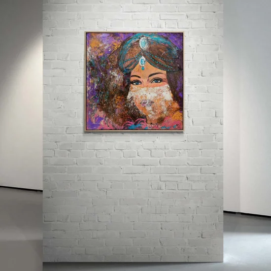 Peçeli Kadın Figüratif Yağlı Boya Tablosu