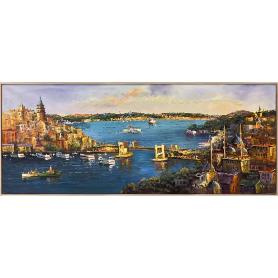 Boğazın Galata Köprüsü Yağlı Boya Tablosu