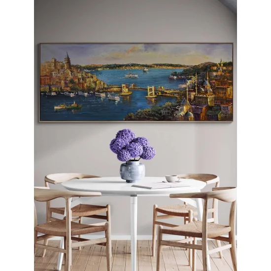 Boğazın Galata Köprüsü Yağlı Boya Tablosu