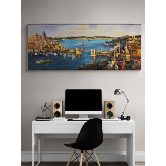 Boğazın Galata Köprüsü Yağlı Boya Tablosu