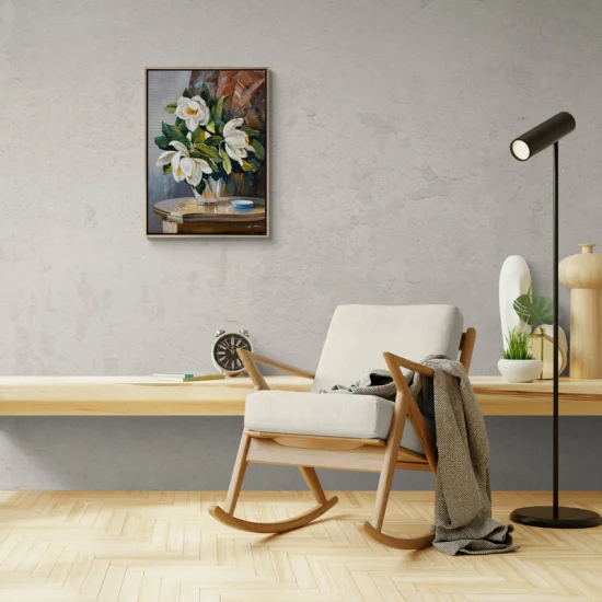 White Magnolias in a Vase Oil Painting