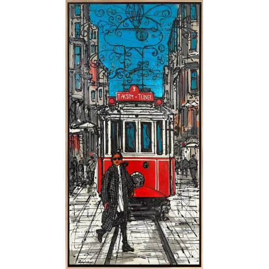 İstiklal Caddesinin Tarihi Dokusu Yağlı Boya Tablosu