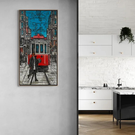 İstiklal Caddesinin Tarihi Dokusu Yağlı Boya Tablosu