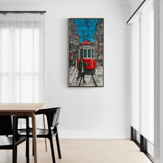 İstiklal Caddesinin Tarihi Dokusu Yağlı Boya Tablosu