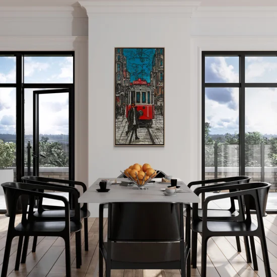 İstiklal Caddesinin Tarihi Dokusu Yağlı Boya Tablosu