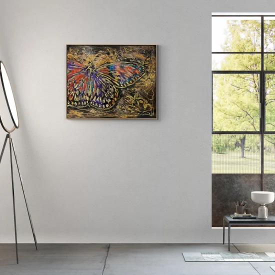 Kelebeğin Renkli Kanatları Yağlı Boya Tablosu