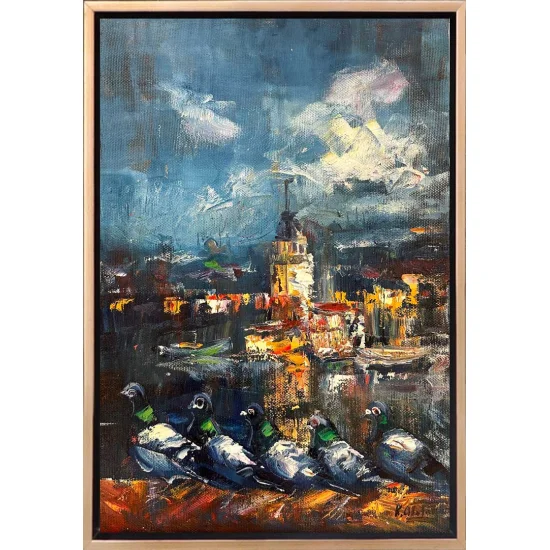 Kız Kulesinin İzleri Yağlı Boya Tablosu