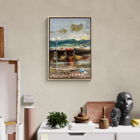 Sahil Kenarı Yağlı Boya Tablosu