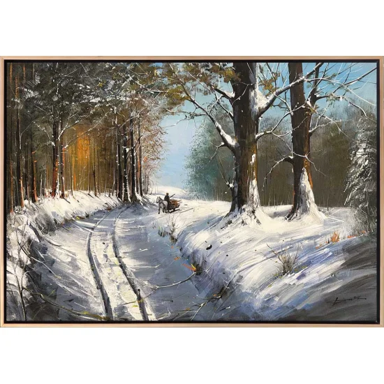 Karlı Ormanın İzleri Yağlı Boya Tablosu