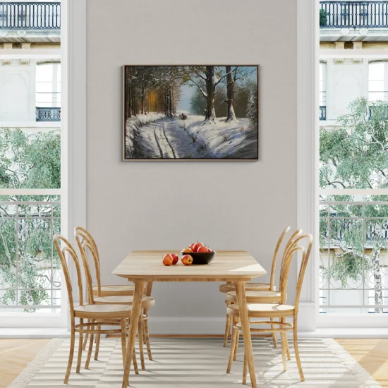 Karlı Ormanın İzleri Yağlı Boya Tablosu