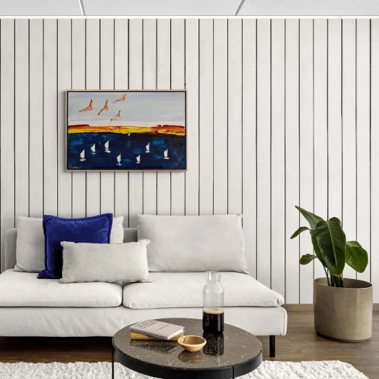 Denizin Kucağında Soyut Kanatlar Yağlı Boya Tablosu