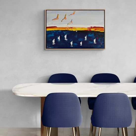 Denizin Kucağında Soyut Kanatlar Yağlı Boya Tablosu