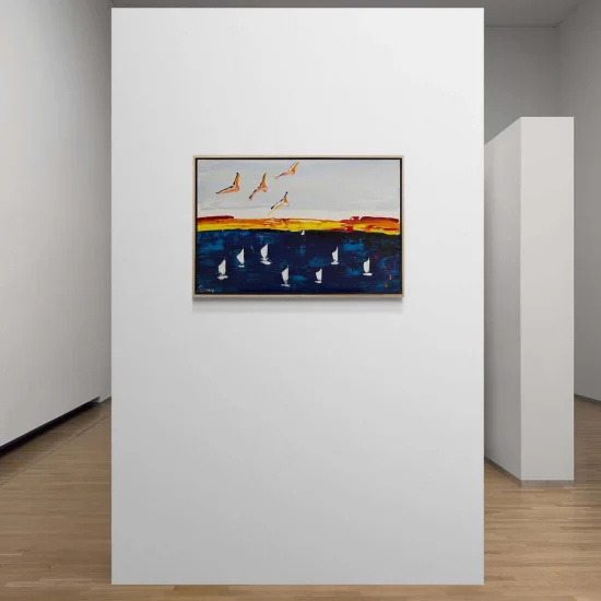 Denizin Kucağında Soyut Kanatlar Yağlı Boya Tablosu